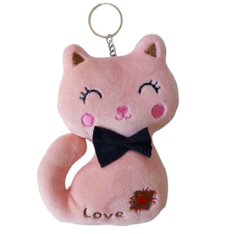 Chaveiro gatinha pelucia rosa